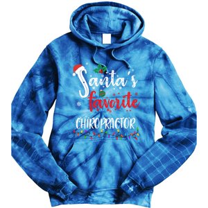 Funny Christmas SantaS Favorite Chiropractor Xmas Great Gift Tie Dye Hoodie