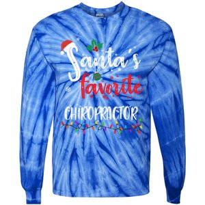 Funny Christmas SantaS Favorite Chiropractor Xmas Great Gift Tie-Dye Long Sleeve Shirt