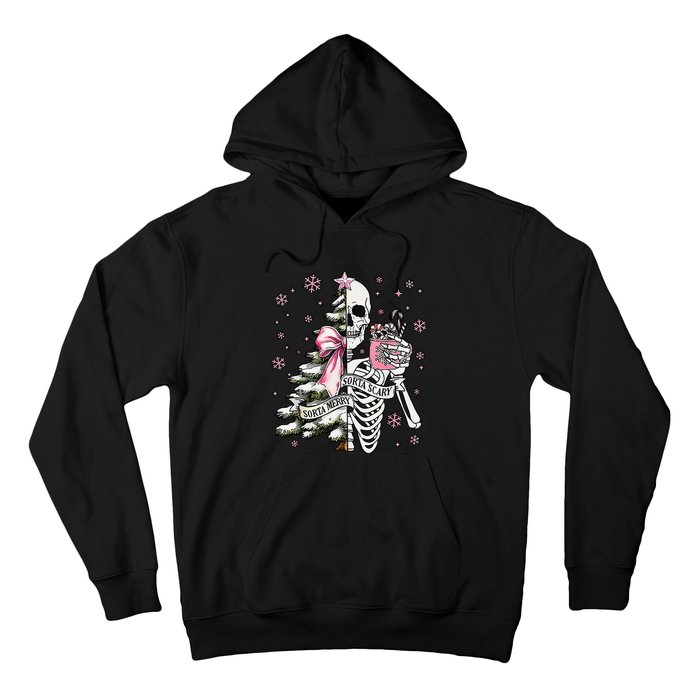 Funny Christmas Sorta Merry Sorta Scary Skeleton Xmas Tree Hoodie