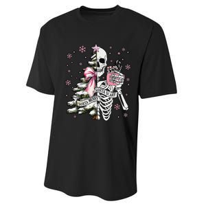 Funny Christmas Sorta Merry Sorta Scary Skeleton Xmas Tree Performance Sprint T-Shirt