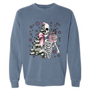 Funny Christmas Sorta Merry Sorta Scary Skeleton Xmas Tree Garment-Dyed Sweatshirt