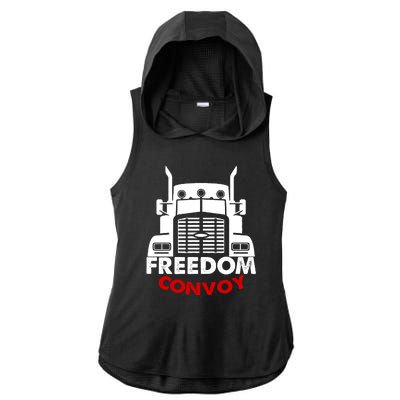 Freedom Convoy Support Truckers Ladies PosiCharge Tri-Blend Wicking Draft Hoodie Tank