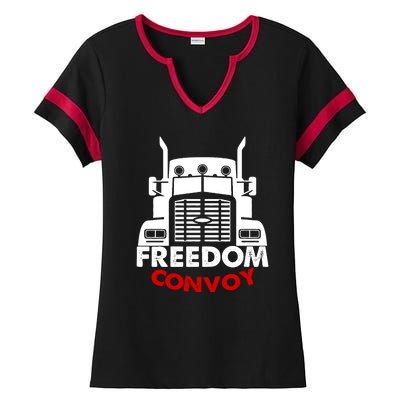 Freedom Convoy Support Truckers Ladies Halftime Notch Neck Tee