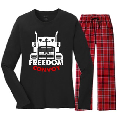 Freedom Convoy Support Truckers Women's Long Sleeve Flannel Pajama Set 