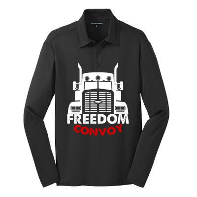 Freedom Convoy Support Truckers Silk Touch Performance Long Sleeve Polo