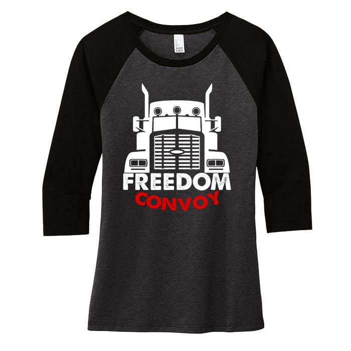 Freedom Convoy Support Truckers Women's Tri-Blend 3/4-Sleeve Raglan Shirt