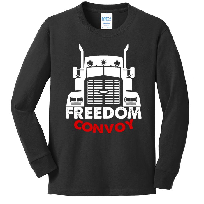 Freedom Convoy Support Truckers Kids Long Sleeve Shirt