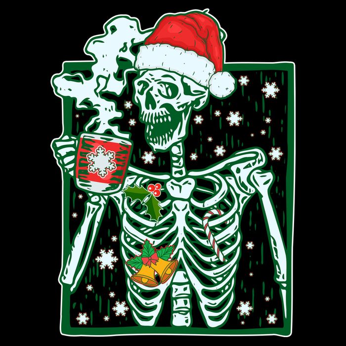 Funny Christmas Skeleton Enjoying Hot Chocolate Coffee Impact Tech Backpack