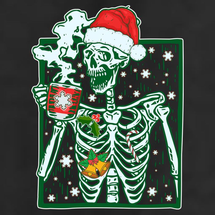 Funny Christmas Skeleton Enjoying Hot Chocolate Coffee Adult Drive Performance Visor