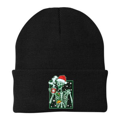 Funny Christmas Skeleton Enjoying Hot Chocolate Coffee Beanie