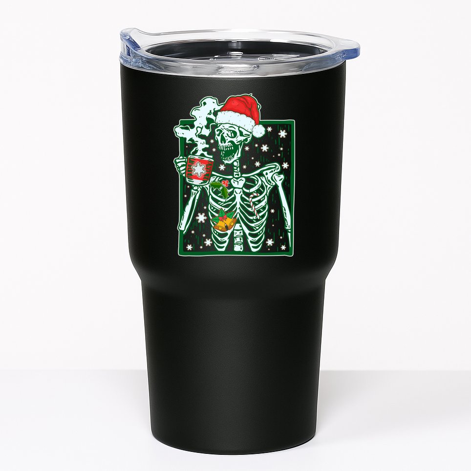 Funny Christmas Skeleton Enjoying Hot Chocolate Coffee Tumbler