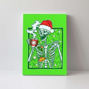 Funny Christmas Skeleton Enjoying Hot Chocolate Coffee Canvas