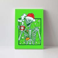 Funny Christmas Skeleton Enjoying Hot Chocolate Coffee Canvas