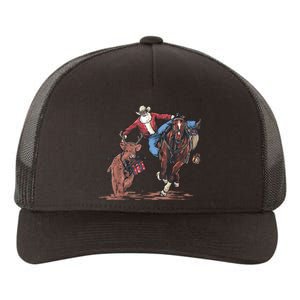 Funny Cowboy Santa Bulldogging Christmas Western Cowboy Xmas Yupoong Adult 5-Panel Trucker Hat