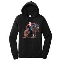 Funny Cowboy Santa Bulldogging Christmas Western Cowboy Xmas Women's Pullover Hoodie