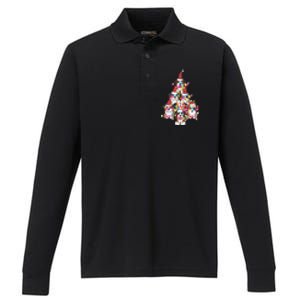 Funny Cute St Bernard Dog Christmas Tree Puppy Lover Gift Performance Long Sleeve Polo