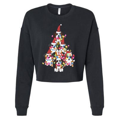 Funny Cute St Bernard Dog Christmas Tree Puppy Lover Gift Cropped Pullover Crew