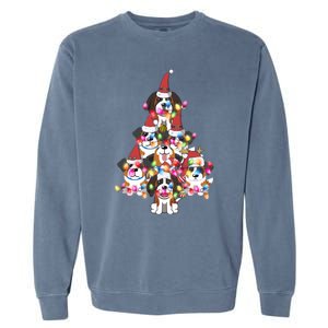 Funny Cute St Bernard Dog Christmas Tree Puppy Lover Gift Garment-Dyed Sweatshirt