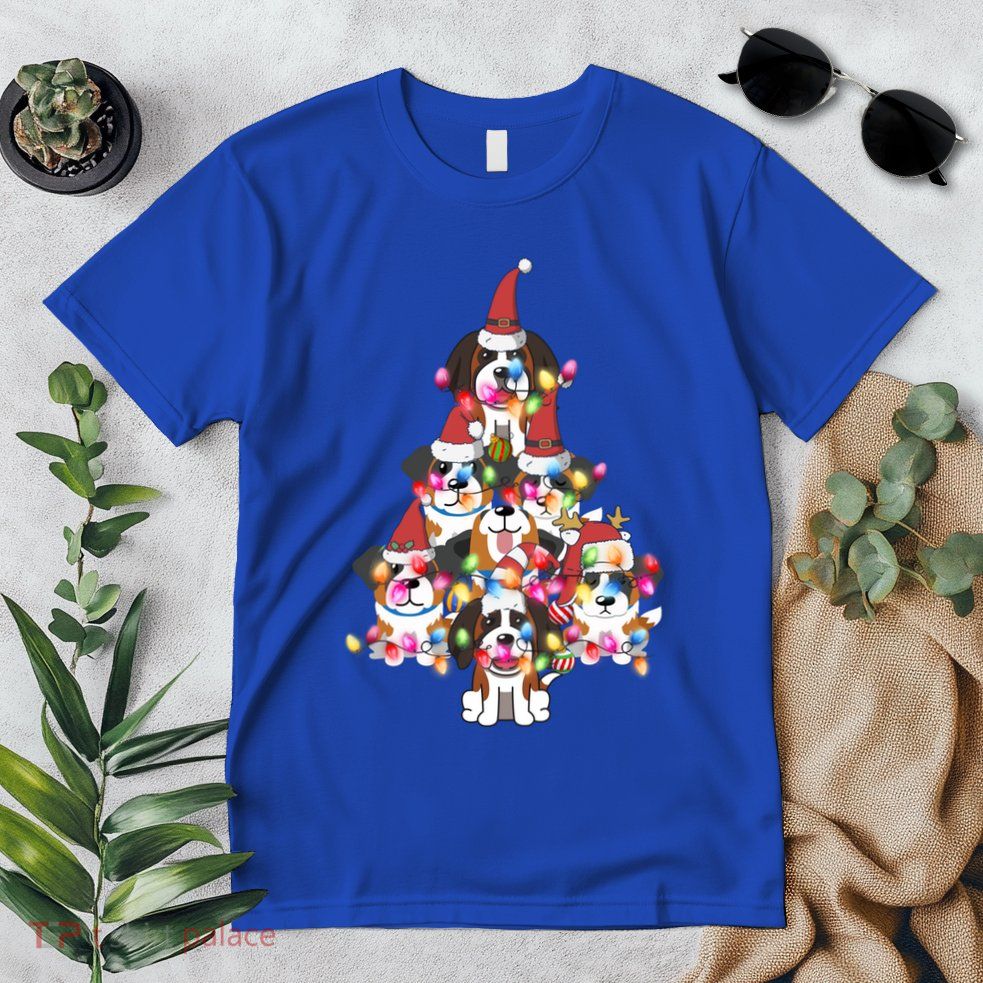 Funny Cute St Bernard Dog Christmas Tree Puppy Lover Gift Premium T-Shirt