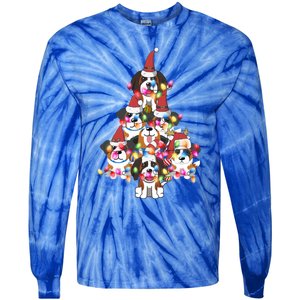 Funny Cute St Bernard Dog Christmas Tree Puppy Lover Gift Tie-Dye Long Sleeve Shirt