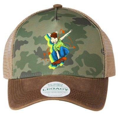 Funny Cool Skateboarding Easter Rabbit Bunny Legacy Tie Dye Trucker Hat