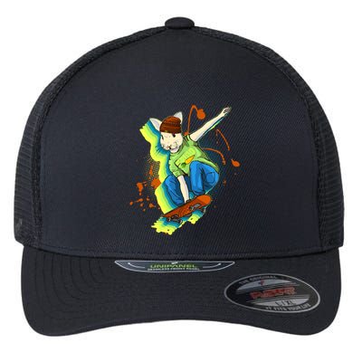 Funny Cool Skateboarding Easter Rabbit Bunny Flexfit Unipanel Trucker Cap
