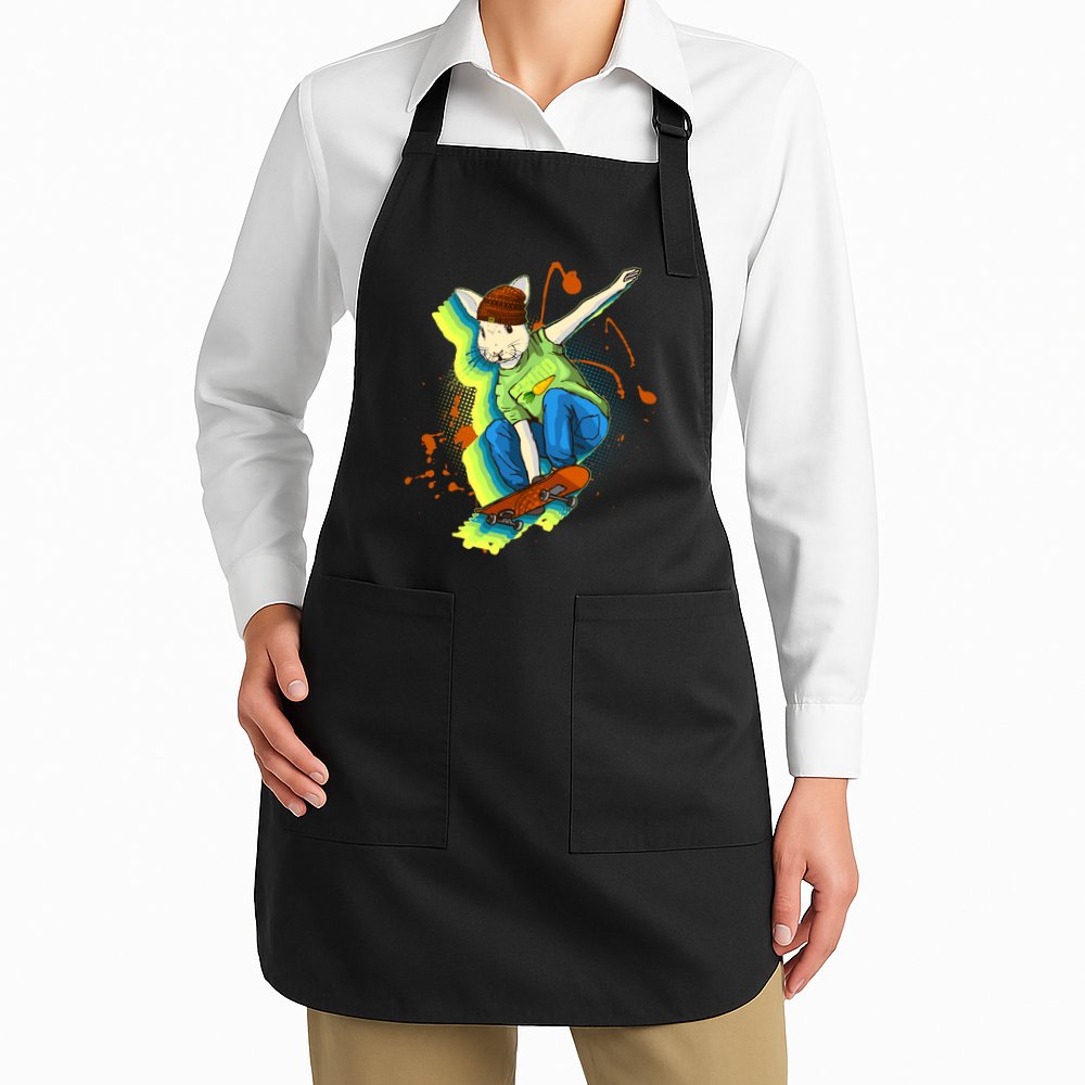 Funny Cool Skateboarding Easter Rabbit Bunny Apron