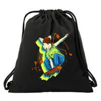 Funny Cool Skateboarding Easter Rabbit Bunny Drawstring Bag