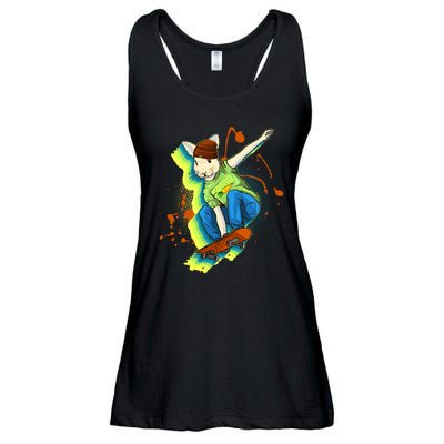Funny Cool Skateboarding Easter Rabbit Bunny Ladies Essential Flowy Tank