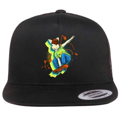 Funny Cool Skateboarding Easter Rabbit Bunny Flatbill Hat
