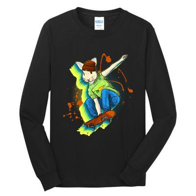 Funny Cool Skateboarding Easter Rabbit Bunny Tall Long Sleeve T-Shirt