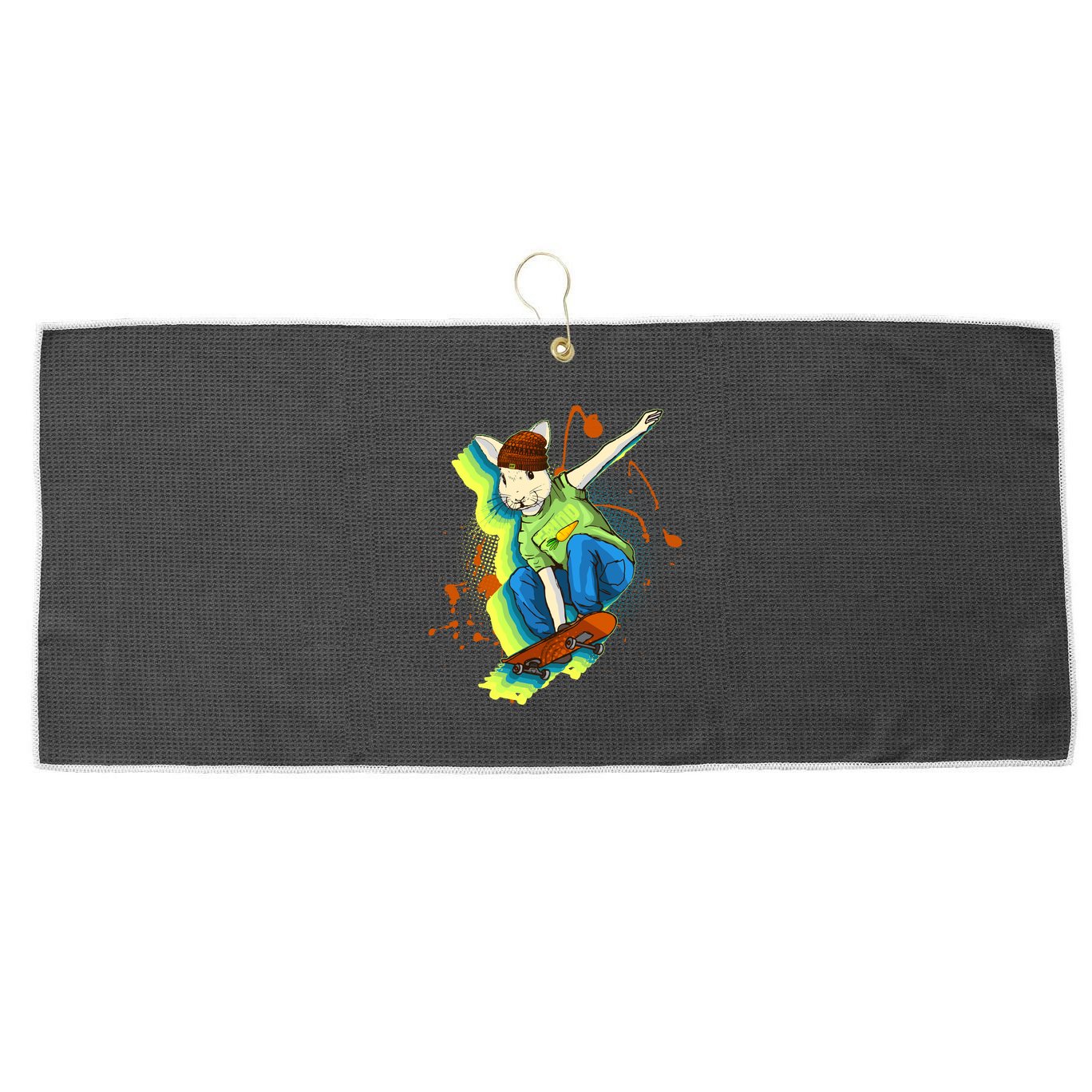 Funny Cool Skateboarding Easter Rabbit Bunny Large Microfiber Waffle Golf Towel
