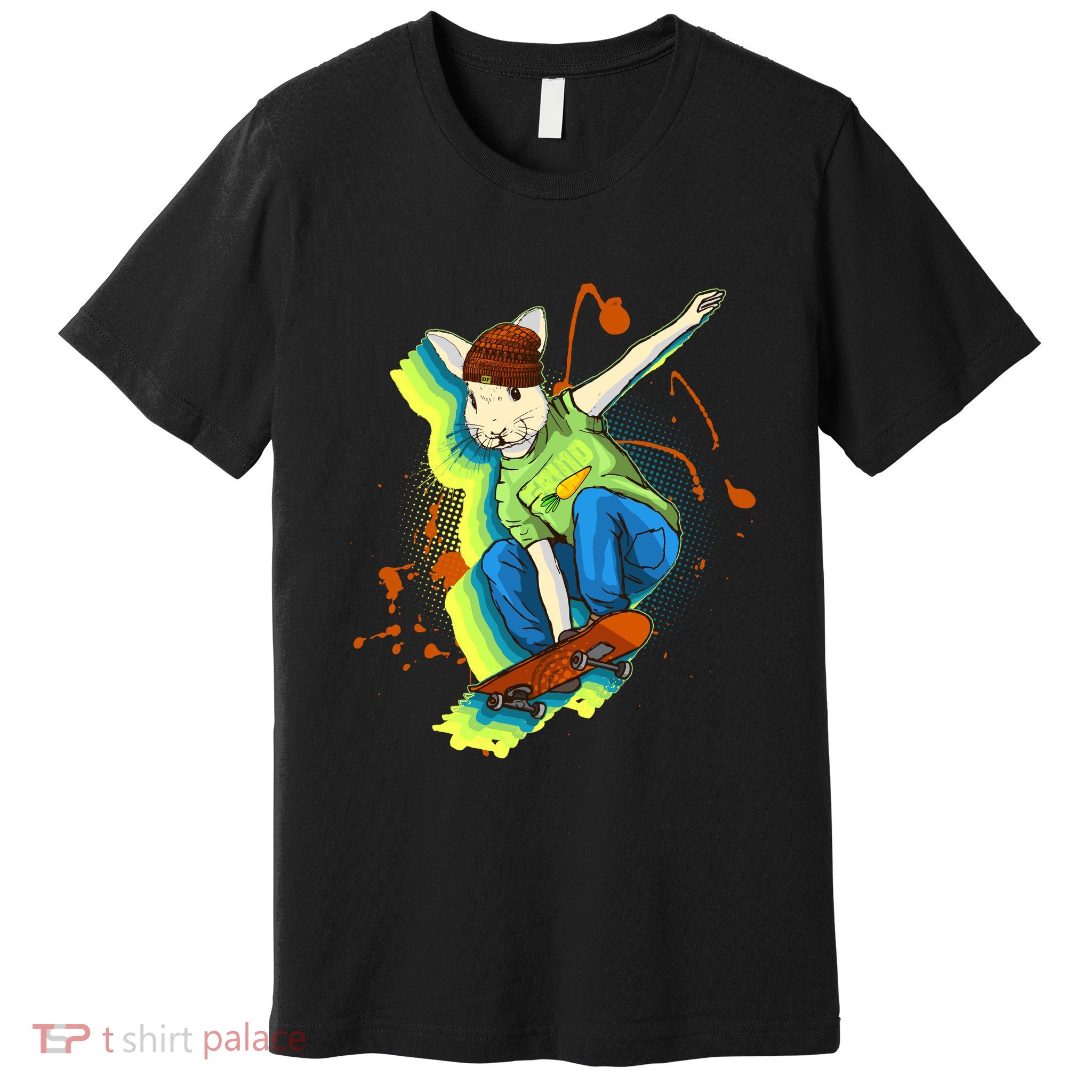 Funny Cool Skateboarding Easter Rabbit Bunny Premium T-Shirt