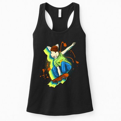 Funny Cool Skateboarding Easter Rabbit Bunny Womens Tank Top