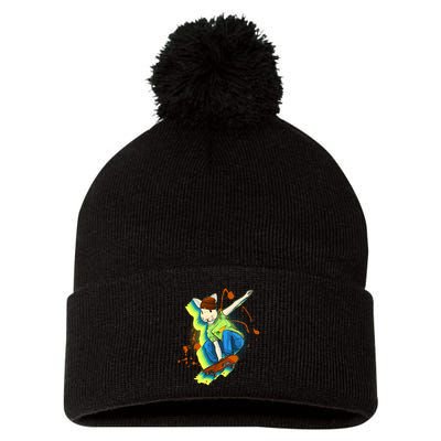 Funny Cool Skateboarding Easter Rabbit Bunny Pom Pom 12in Knit Beanie