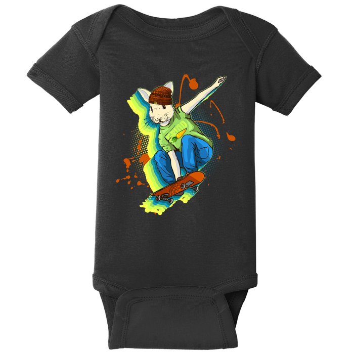 Funny Cool Skateboarding Easter Rabbit Bunny Baby Bodysuit