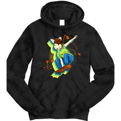 Funny Cool Skateboarding Easter Rabbit Bunny Tie Dye Hoodie