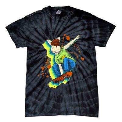 Funny Cool Skateboarding Easter Rabbit Bunny Tie-Dye T-Shirt