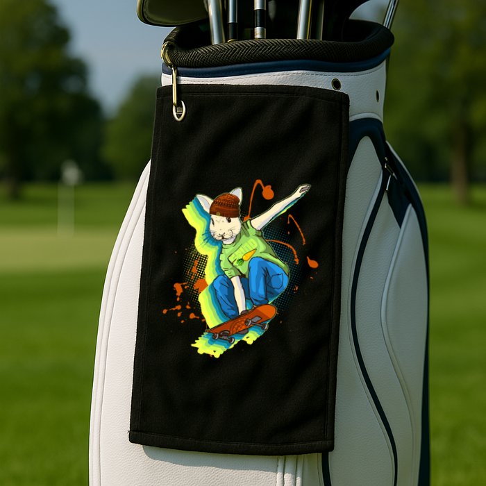 Funny Cool Skateboarding Easter Rabbit Bunny Golf Towel