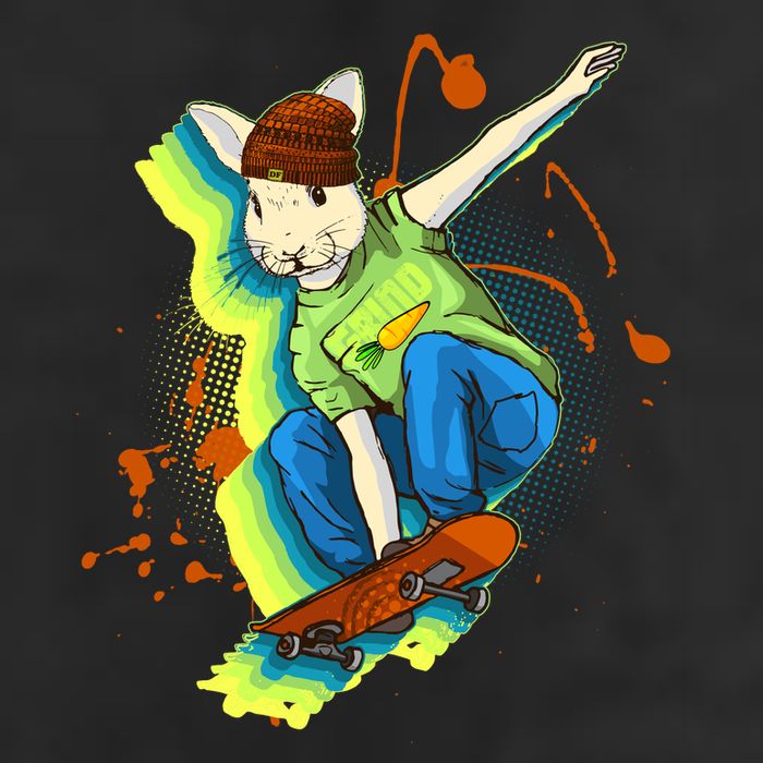 Funny Cool Skateboarding Easter Rabbit Bunny Golf Towel