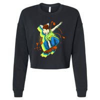 Funny Cool Skateboarding Easter Rabbit Bunny Cropped Pullover Crew