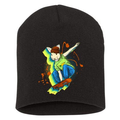 Funny Cool Skateboarding Easter Rabbit Bunny Short Acrylic Beanie