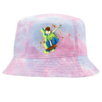 Funny Cool Skateboarding Easter Rabbit Bunny Tie-Dyed Bucket Hat