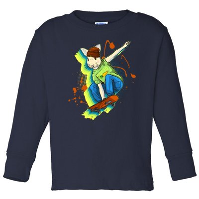 Funny Cool Skateboarding Easter Rabbit Bunny Toddler Long Sleeve Shirt