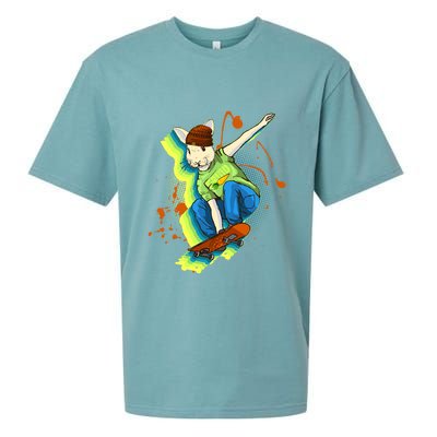 Funny Cool Skateboarding Easter Rabbit Bunny Sueded Cloud Jersey T-Shirt