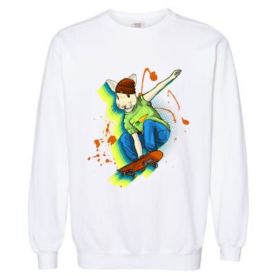 Funny Cool Skateboarding Easter Rabbit Bunny Garment-Dyed Sweatshirt