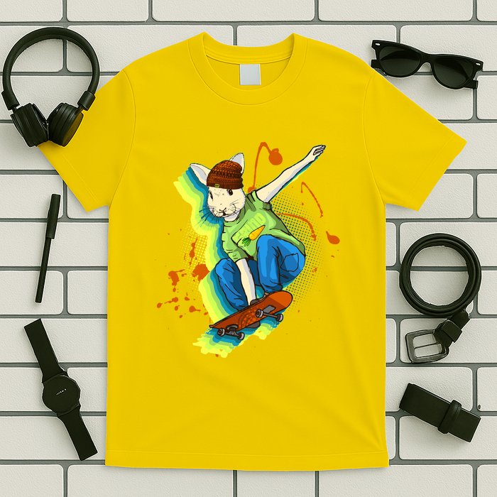 Funny Cool Skateboarding Easter Rabbit Bunny T-Shirt