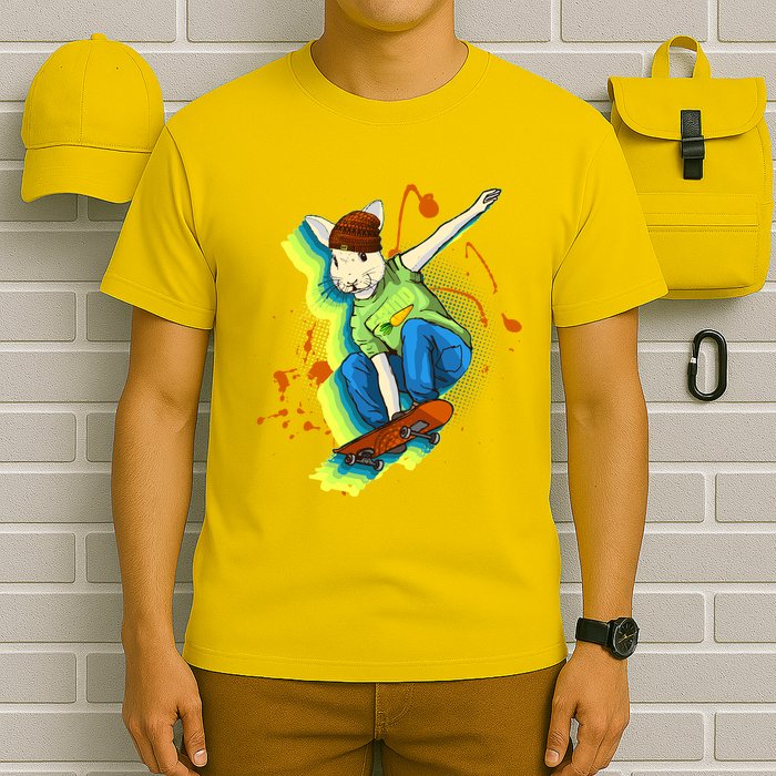 Funny Cool Skateboarding Easter Rabbit Bunny T-Shirt