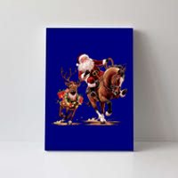 Funny Cow Santa Bulldogging Christmas Cow Western Xmas Gift Canvas