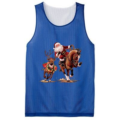 Funny Cow Santa Bulldogging Christmas Cow Western Xmas Gift Mesh Reversible Basketball Jersey Tank